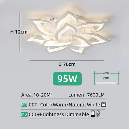Postmodern Nordic Minimalist LED Ceiling Light Flower Shaped Acrylic Creative Bedroom Living Room Light Home Ceiling Light