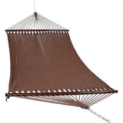Sunnydaze Soft-Spun Polyester Rope Double Hammock for Outside - 600-Pound Weight Capacity Extra Large Hammock - Mocha