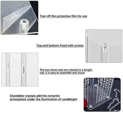 8PCS Acrylic Flower Stand with Crystals Beads for Wedding 31.5 inch Geometric Vase for Tables Column Floral Vase Display Holder