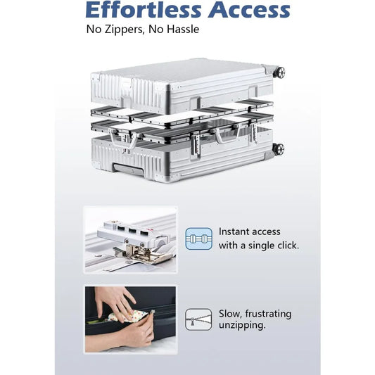 28 Inch Checked in Luggage with Aluminum Frame, PC Hard Shell Suitcase with Spinner Wheels and TSA Lock, Large Suitcase