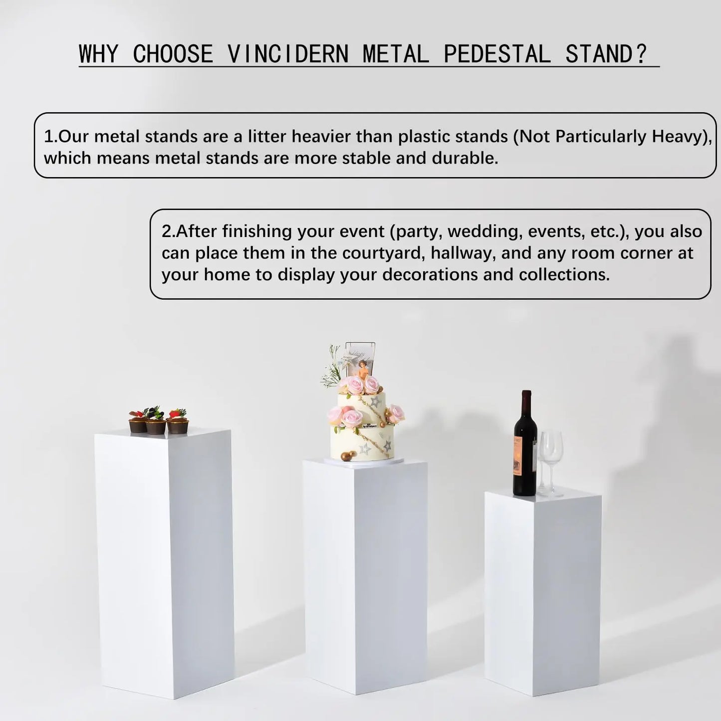 6PCS Metal Display Pedestal Stand for Birthday White Pedestal Stands Pillar for Wedding Dessert Table Display Stand Column Decor