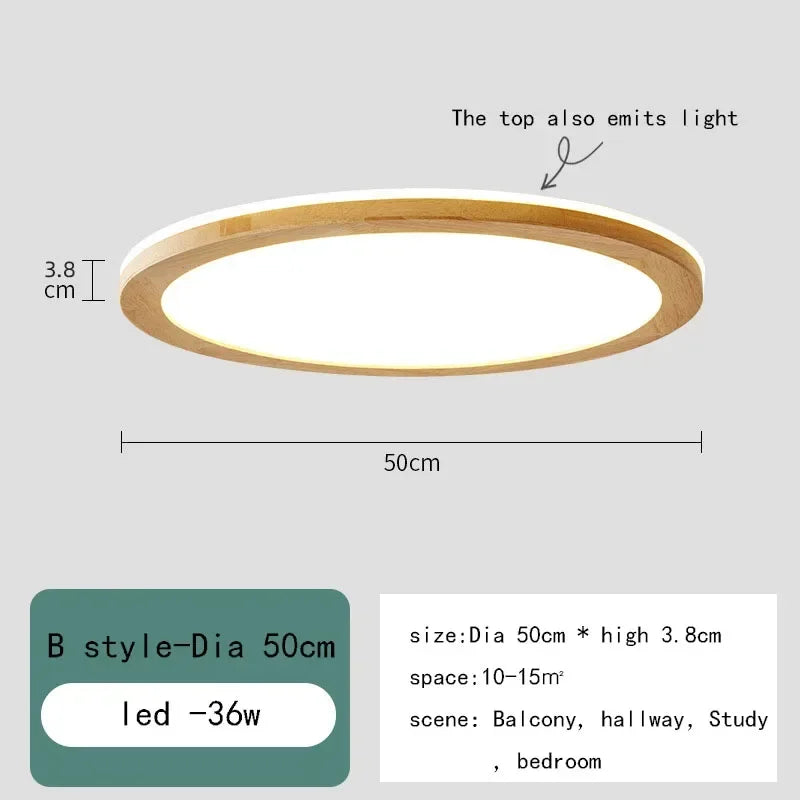 Solid wood LED ceiling light simple wooden design living room master bedroom dining room balcony new lighting fixtures