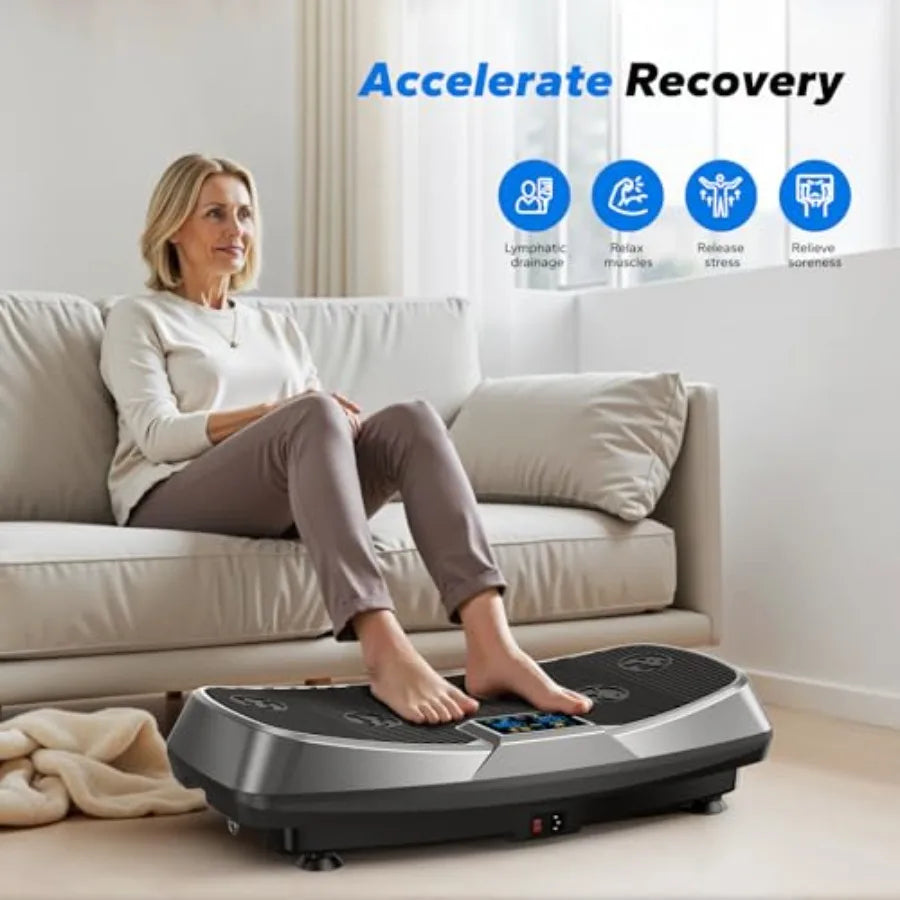 MERACH 3D 4D Vibration Plate Exercise Machine for Lymphatic Drainage Weight Loss with 2 Tension Ropes Whole Body Vibration Plat