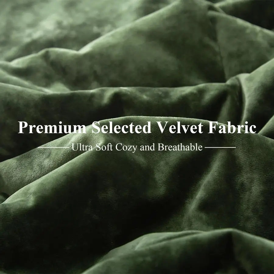 Crushed Velvet Comforter Set King Green Comforter Set 5pcs Ultra Soft Lightweight Breathable Bedding Set Luxury Cozy Flannel Com