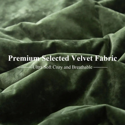 Crushed Velvet Comforter Set King Green Comforter Set 5pcs Ultra Soft Lightweight Breathable Bedding Set Luxury Cozy Flannel Com