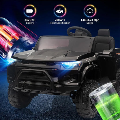 24V 2 Seater Kids Ride On Truck Electric Ride On Car Toy for Toddlers Battery Powered Vehicle with Remote Control, Trunk, Handle