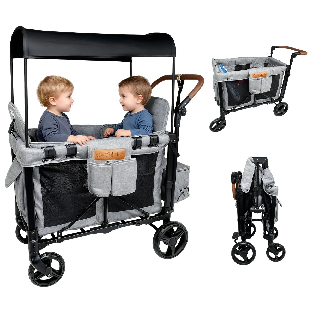 2 Seat Baby Stroller，Multifunctional Twins handcart, 6 Months Plus, Detachable canopy Storage vehicle, Outdoor camping vehicle