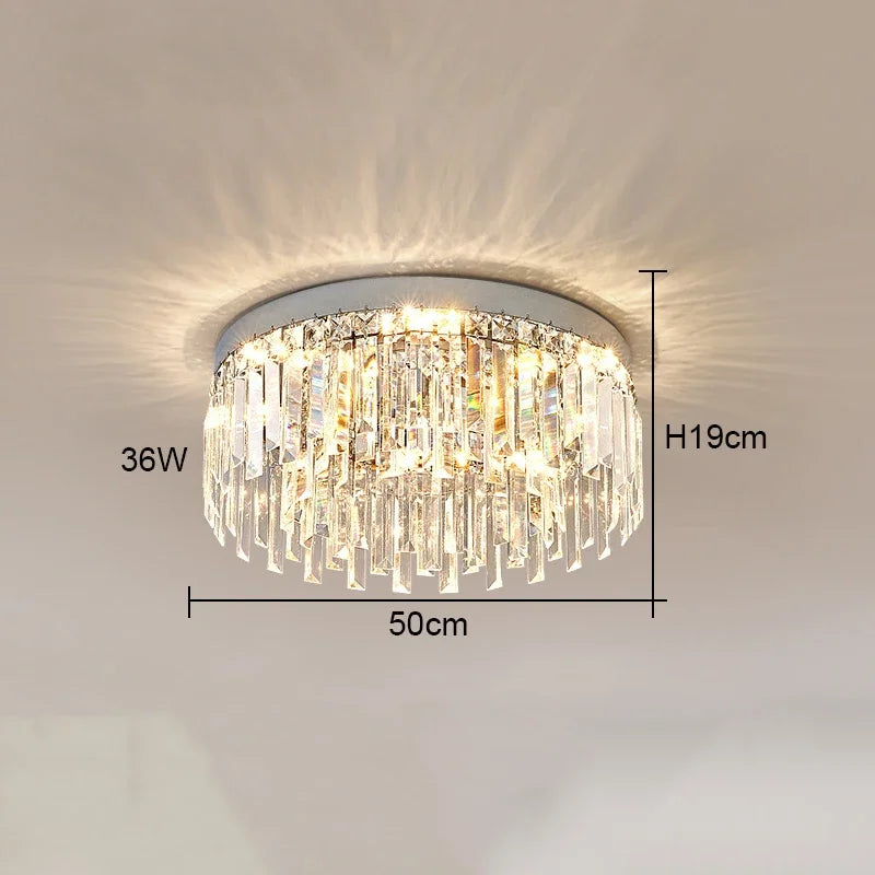 Modern Round Luxury Crystal LED Ceiling Lamps Minimalist Living Room Decor Chandelier Bedroom Whole House Indoor Lighting Home