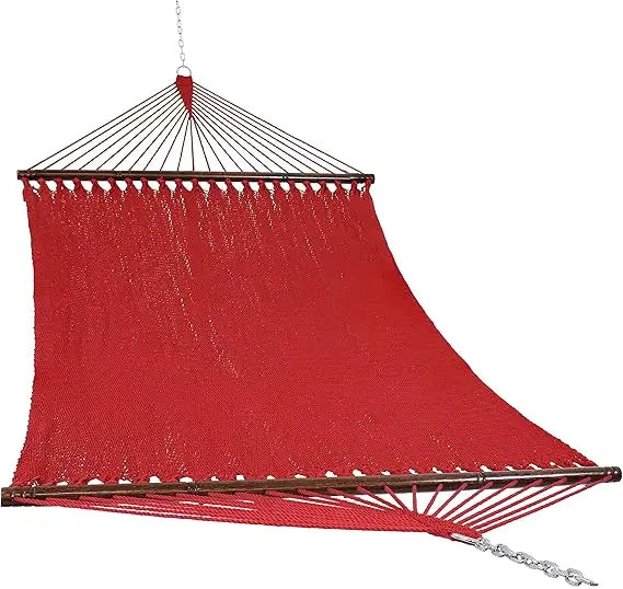 Sunnydaze Soft-Spun Polyester Rope Double Hammock for Outside - 600-Pound Weight Capacity Extra Large Hammock - Mocha