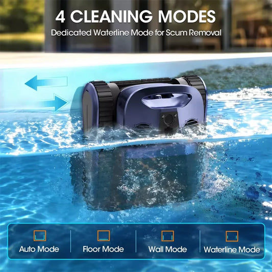 (2026 New) Seauto SAT 40 Robotic Pool Vacuum, Waterline Cleaning, AI Sonar Navigation, 240-Min Runtime, up to 3,200 Sq.ft