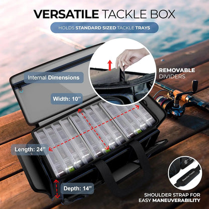 Tackle Bag - saltwater resistant fishing bag, 1000D PVC waterproof material with divider, can hold 3600 or 3700 pallets