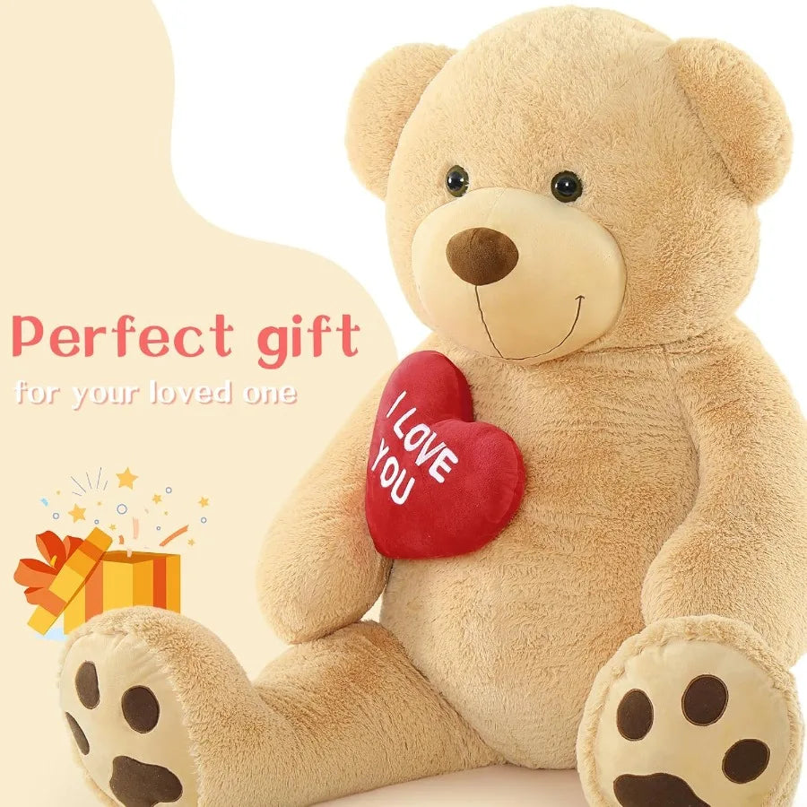 Red Heart Giant Teddy Bear 6ft Big Teddy Bear Stuffed Animals with Embroidered I Love You for Girlfriend Christmas Birthday Hug