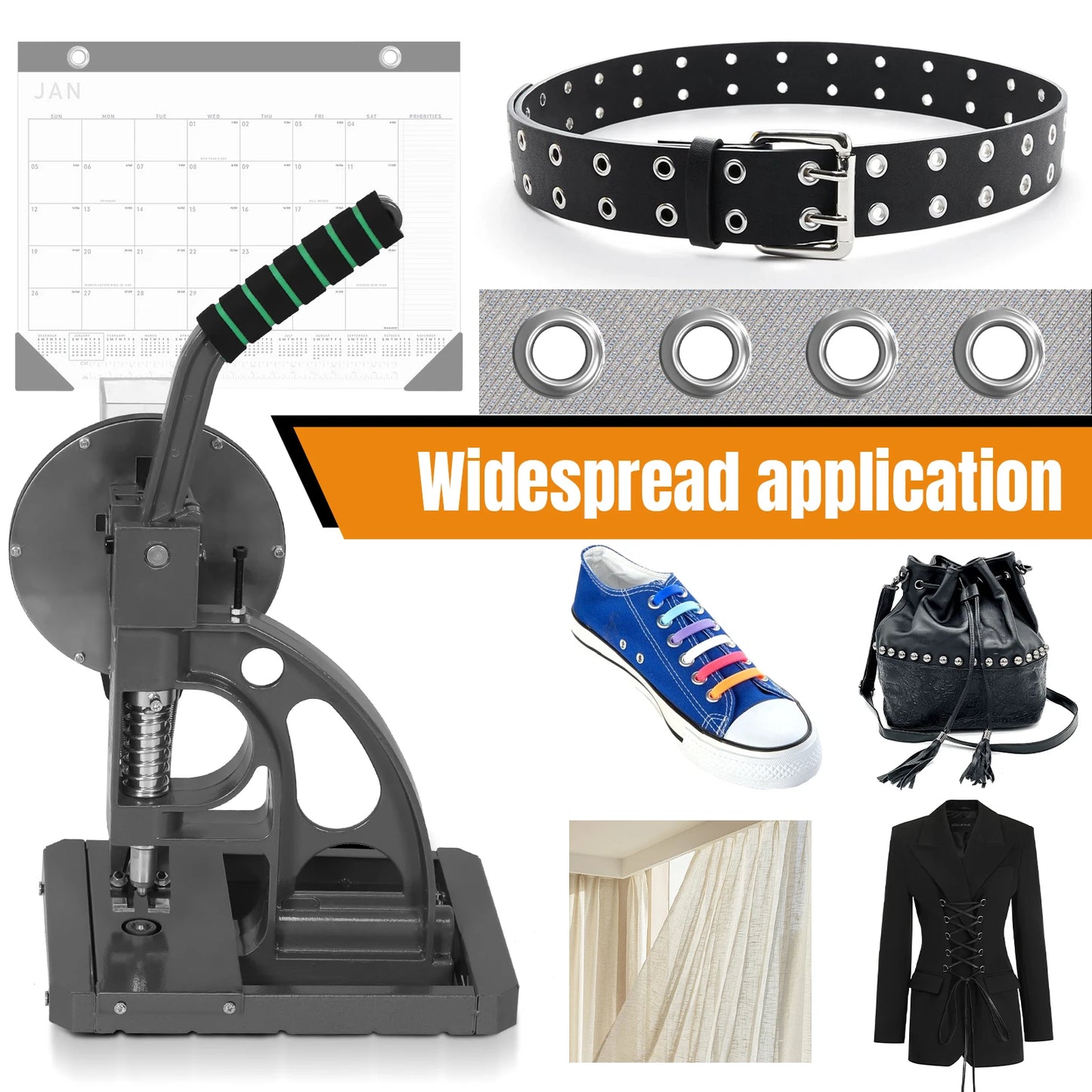 8MM Semi-Automatic Grommet Machine, Heavy Duty Hand Press Eyelet Grommet Machine, Puncher Eyelet Feeding Tool