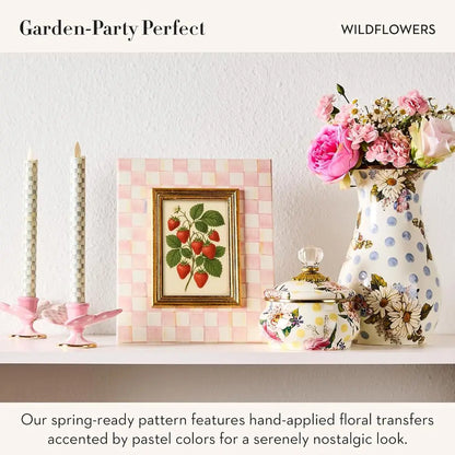 Elegant Blue Floral Enamel Vase - Chic Living Room Decor