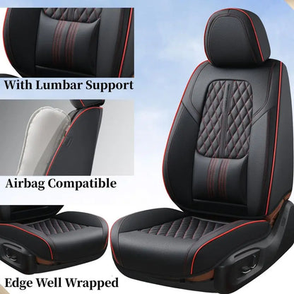 Car Seat Covers Full Set, Automotive Front and Rear Seat Covers with Backrest, Nappa Leather Car Seat Protectors Waterproof, Uni