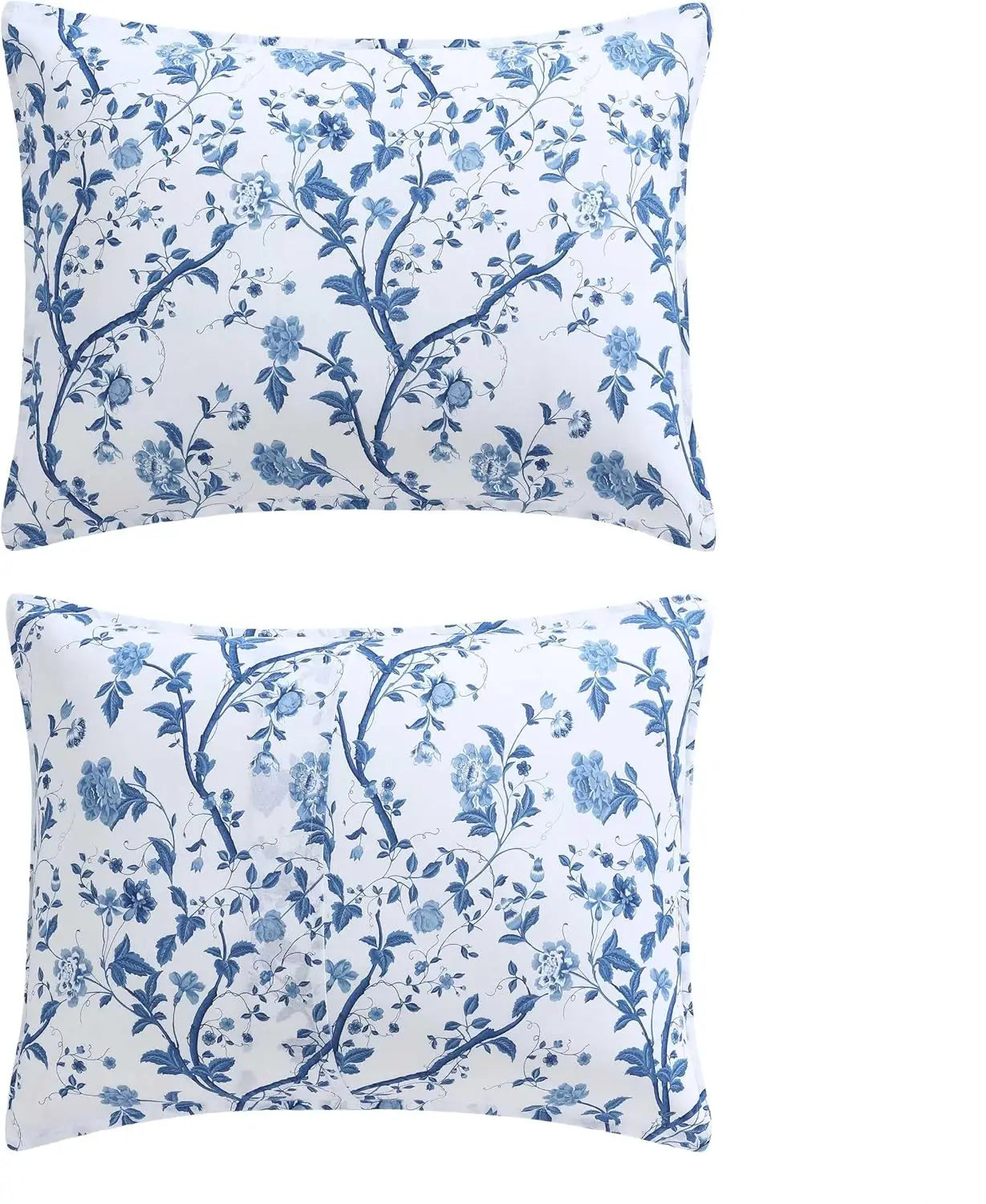 Reversible King Comforter Set with Cotton Bedding, Includes Shams, Euro Shams & Throw Pillows in Elise Blue