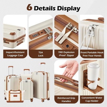 3-Piece Luggage Set PC+ABS Hardshell TSA Lock Spinner Wheels Lightweight Green Suitcase with YKK Zippers (20/24/28/DB/TB)