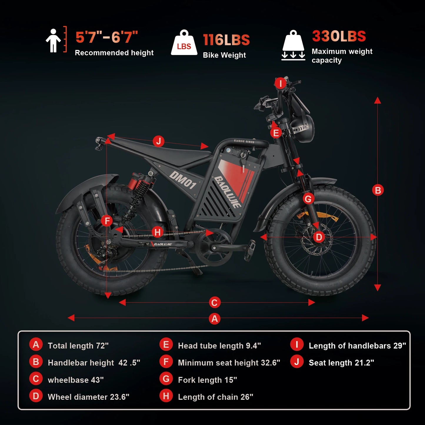BAOLUJIE DM01 Electric Bike for Adult 2000W Motor Electric Bike 60V 30AH Moto 42MPH City Commuter Electric Bike【1 Year Warranty】