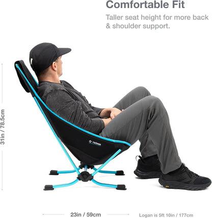 Lightweight Compact Camping Chair, 3.18lbs, Lower-Profile Design with Pockets, Black