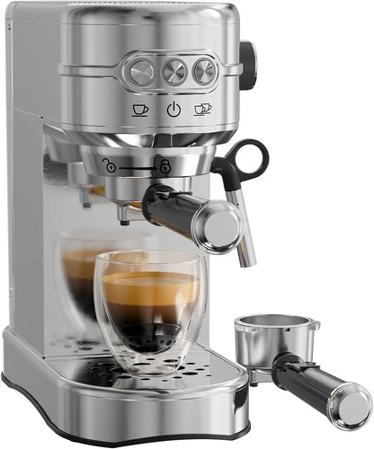 Espresso Machine - 20Bar Coffee Maker with Foaming Steam Wand: 1450W Compact Semi-Automatic Espresso Maker with 35Oz Removable W