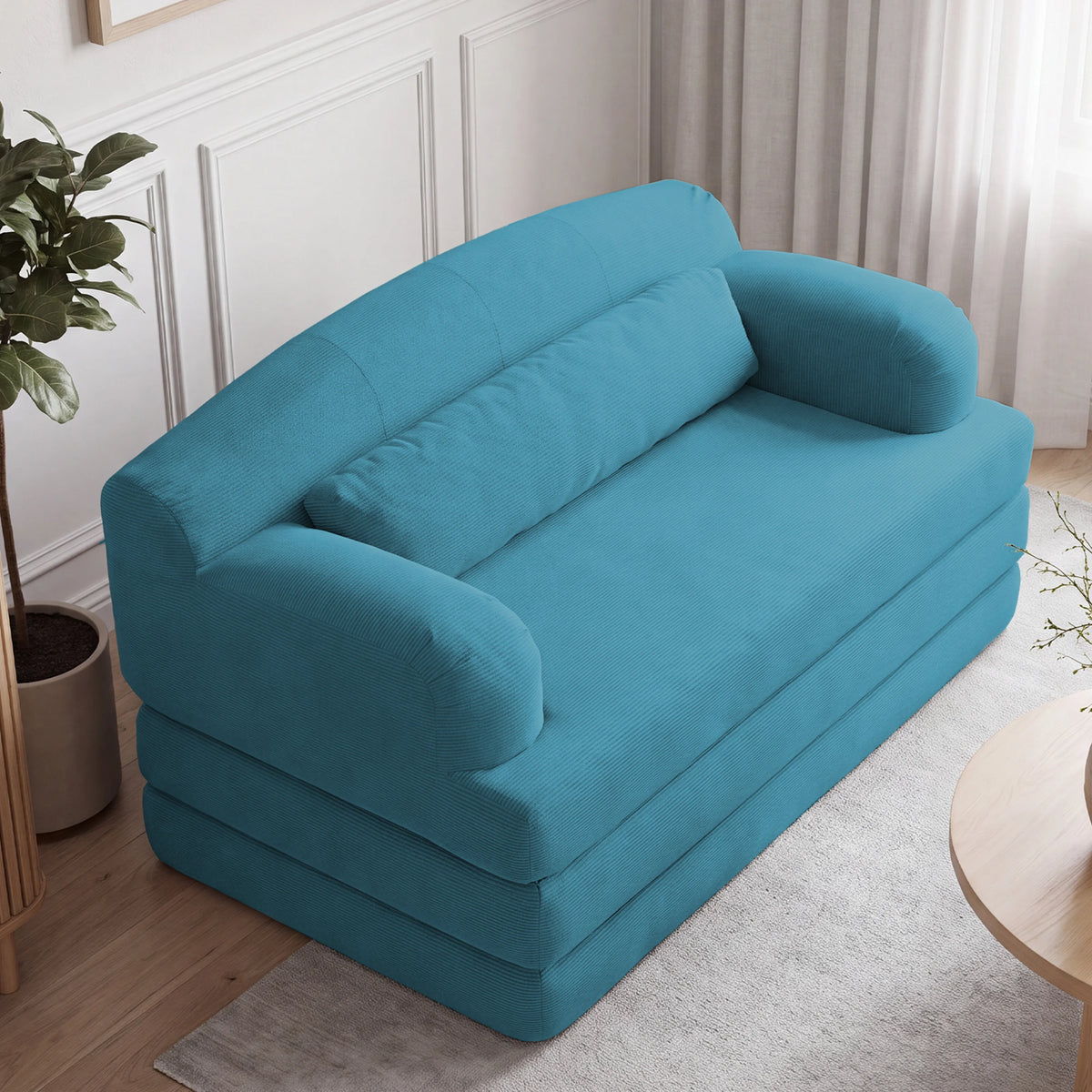 Foldable Corduroy Sofa Bed, Convertible 2-in-1 Stackable Floor Sofa with Removable Cover, High Density Foam Couch for Small Apartment Guest Room