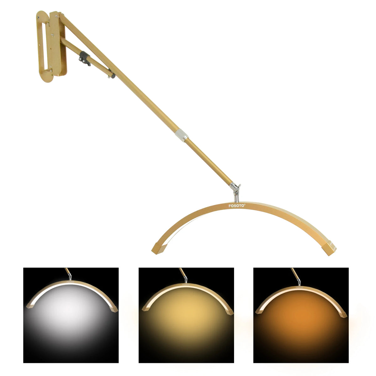 Fosoto Rotatable Long Arm Wall Mounted Half Moon Lamp 40W LED Fill Light for Lashes Beauty Tattoo Nail Supplement Light