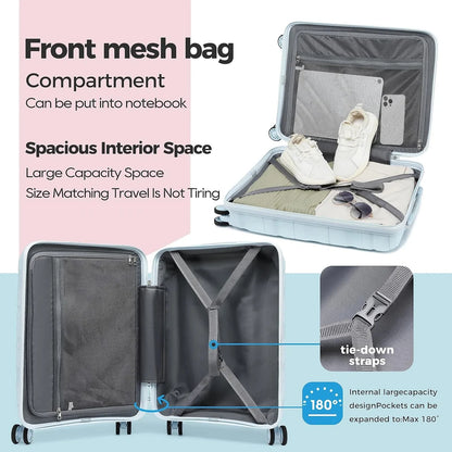 Melalenia 3-Piece 20 inch Carry-on Luggage Set, Expandable Lightweight Durable Travel Suitcase with TSA Lock, Spinner Wheels