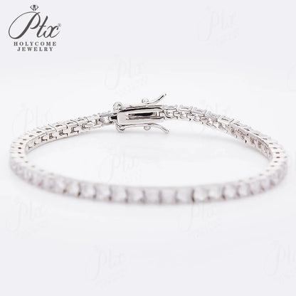 Moissanite 5mm Round Cut S925 Sterling Silver Tennis Bracelet Women Fashion Simple Engagement Wedding Fine Jewelry 7/7.5/8inch