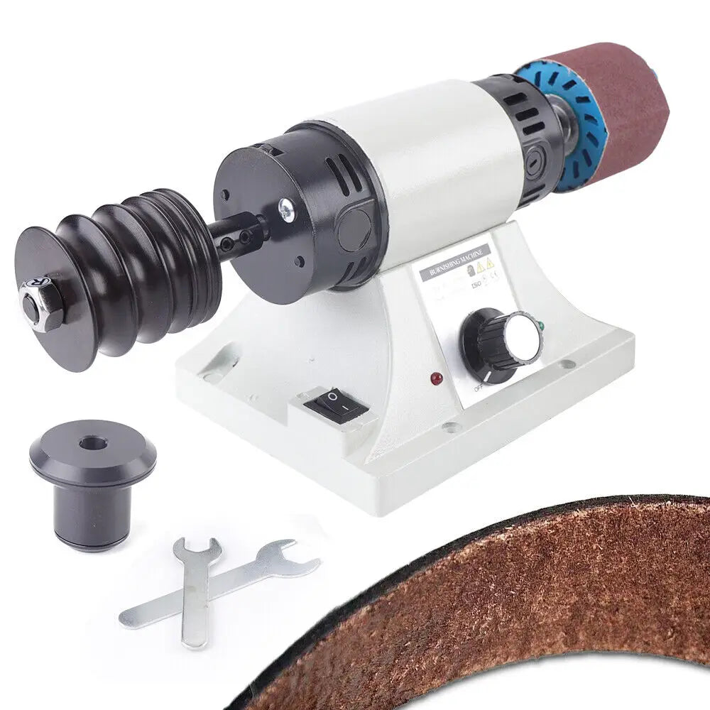 Electric Leather Edge Burnishing Machine, Leather Polishing Grinder Sanding Tool with Adjustable Grinding Head Speed 0-8000RPM