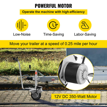 SucceBuy 350W12V Motorised Jockey Wheel 2270KG Vehicle Load  Caravan Boat Wheel Dolly Trailer Pickup Power Mover Car Accessories