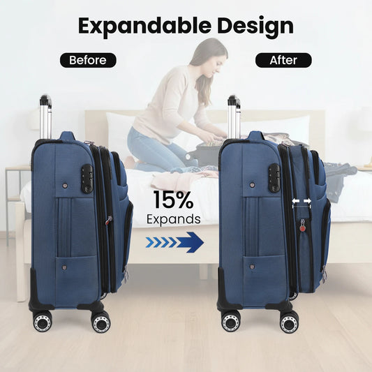 TSA Lock Luggage Set 20in+26in/20in+30in Waterproof Lightweight Softside Softshell Suitcase Expandable Rolling Luggage Travel