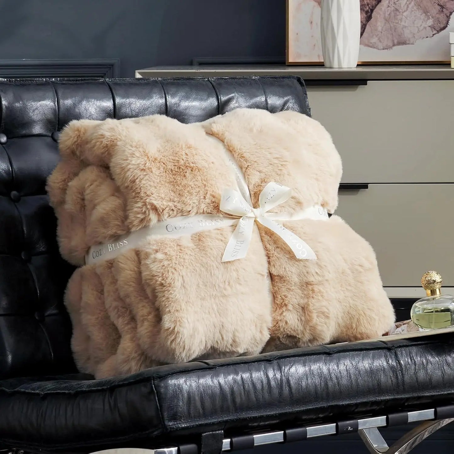Cozy Faux Fur Throw Blanket, King Size 108x90 Inches, Soft Thick for Bed Sofa Living Room