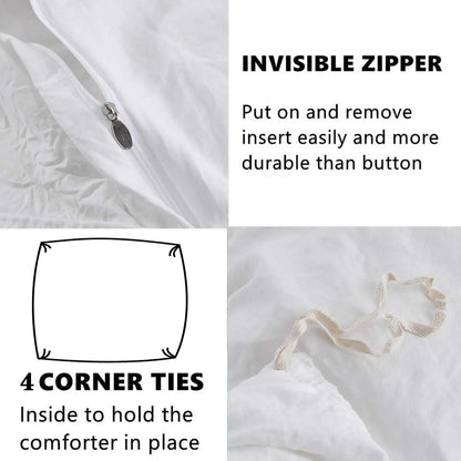 3 Piece Ruffled Duvet Cover Set Queen,Farmhouse Ruffle Comforter Set,Cozy Bedding Set - 1 Ruffle Comforter and 2 Pillowcases