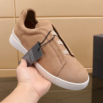 2025 New Genuine Leather High-End Men's Shoes, Slip-On European Trend Board Shoes, Casual Commute Versatile
