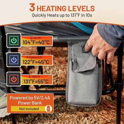 Rugged Aluminum Heated Camping Chair with Compact Design, Portable and Supports 400lbs