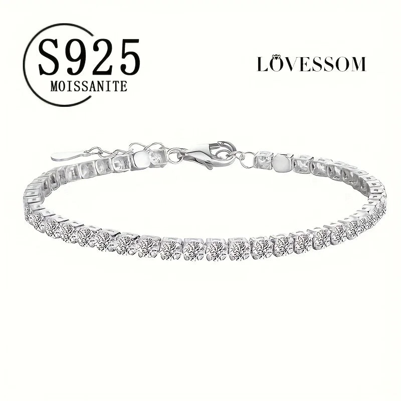 One piece of 925 silver men's tennis bracelet with a 4.4-carat morganite gemstone, stylish women's jewelry, perfect for birthday