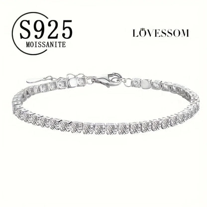 One piece of 925 silver men's tennis bracelet with a 4.4-carat morganite gemstone, stylish women's jewelry, perfect for birthday