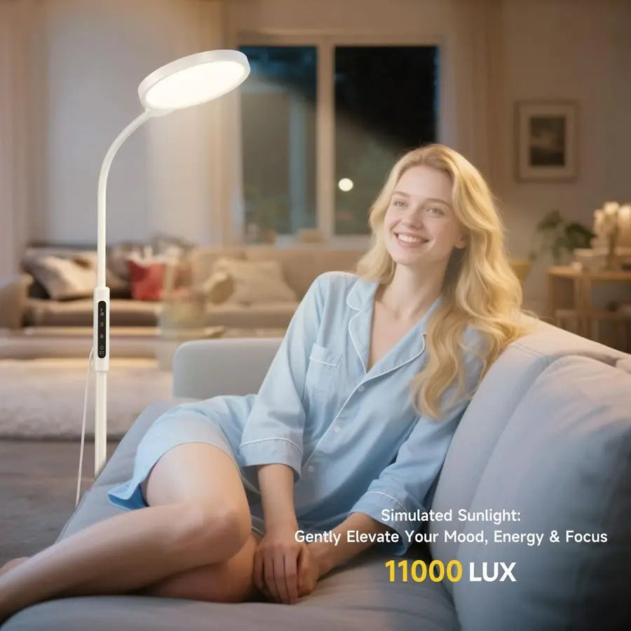 Light Therapy Lamp, 11000 Lux UVFree Floor Sun Light Lamp with Touch Remote Control, 5 Color Temperatures 10 Brightness Levels L