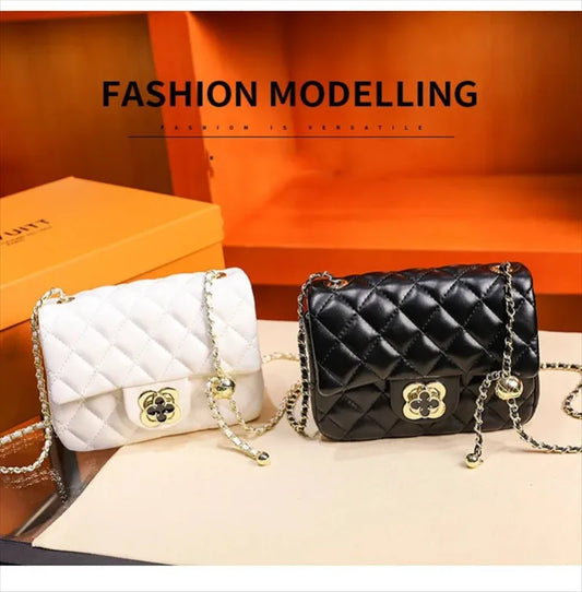 Fashion Woman's Argyle Crossbady Bag Simple PU Soft Leather Ladies Chain Shoulder Bag Female Exquisite Portable Storage BC3-2