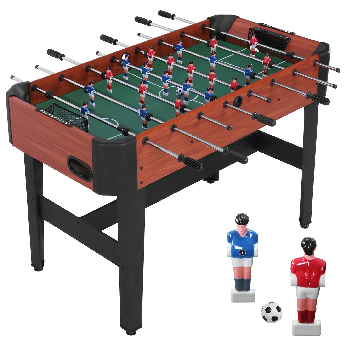 47 Inch Soccer Game Table with Score Keeper Indoor Foos Ball Table with Counterbalanced & Uniformed Men for Home Family Adults