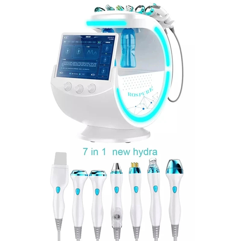 Smart Ice Blue Plus 7-in-1 Hydro Facial Machine with AI Skin Analyzer, Professional Hydro Dermabrasion, Deep Pore Cleansing