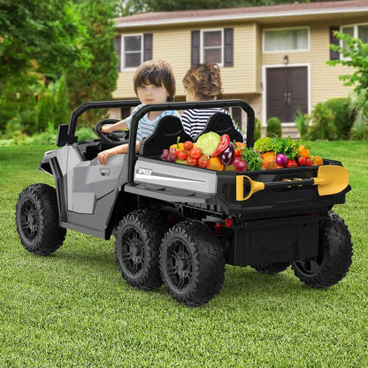 24V 4WD Electric Ride On Dump Truck with Remote Control 2-Seater Kids Ride On Car Music Player & LED Lights Birthday Gift