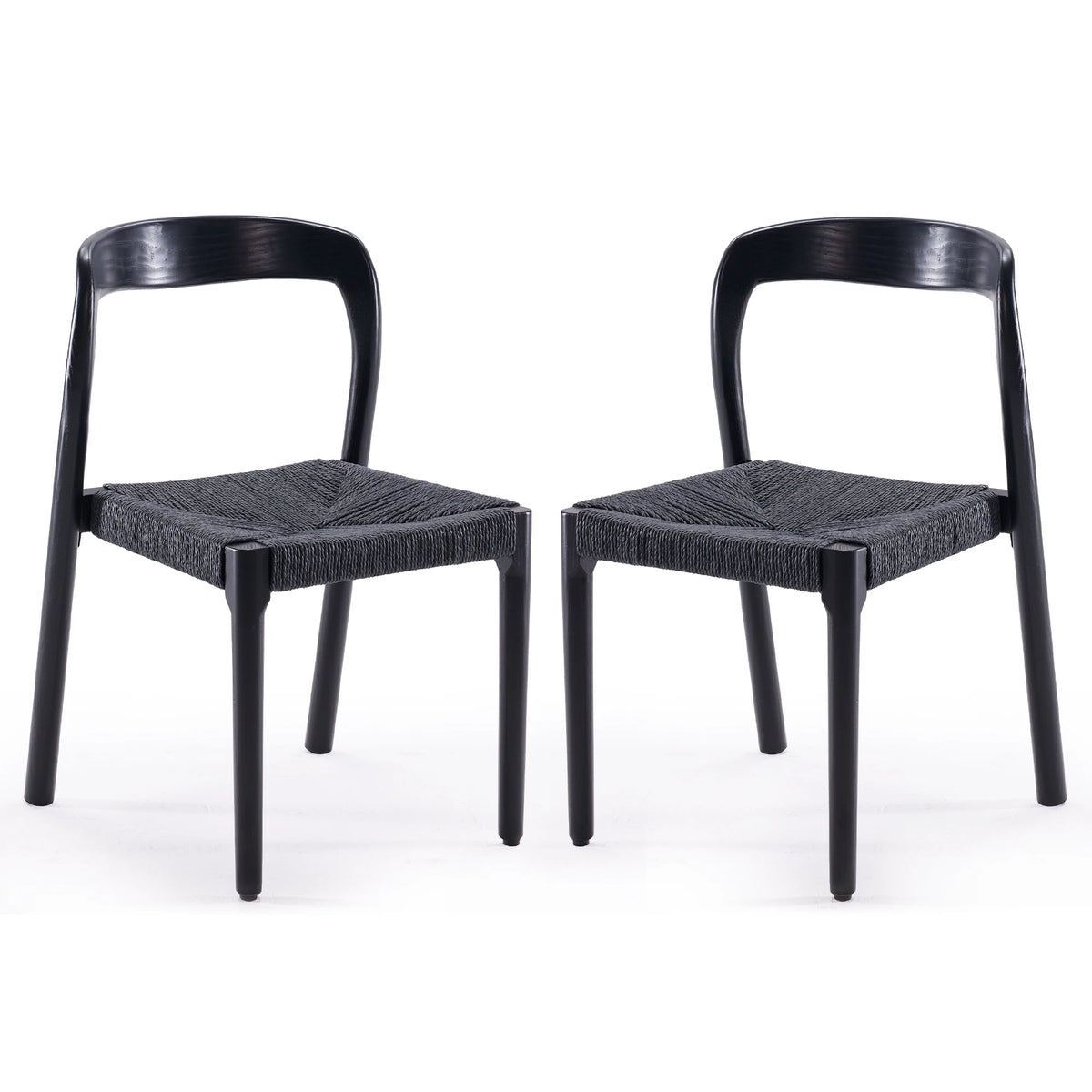 Farini Set of 2 Ash Wood Stackable Dining Chair Mid Century Modern Wooden for Dining Room
