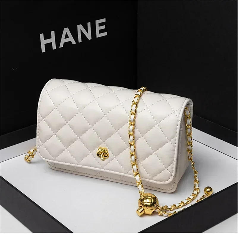 Luxury Geniunie Leather Sheepskin Diamond Lattice Handbag High Quality Metal Chain Clutch Wallet Purse Shoulder Bags for BC4