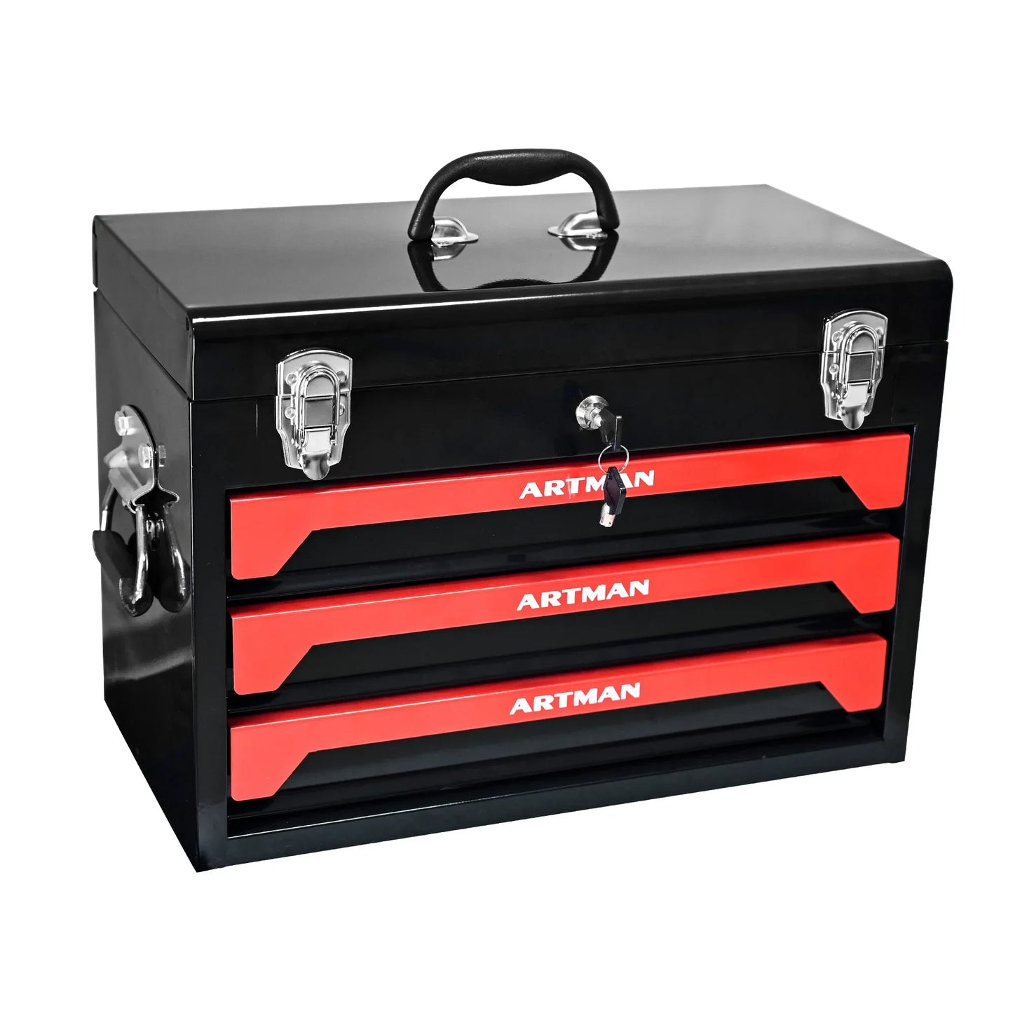 3 Drawer Metal Tool Box,Portable Metal Tool Box with EVC Liner and Lock,tool box organizer,Empty Box,tool chest,garage storage