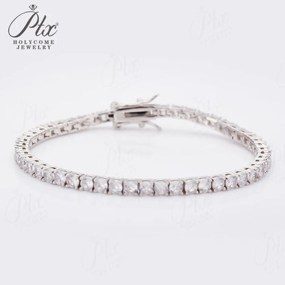 Moissanite 5mm Round Cut S925 Sterling Silver Tennis Bracelet Women Fashion Simple Engagement Wedding Fine Jewelry 7/7.5/8inch