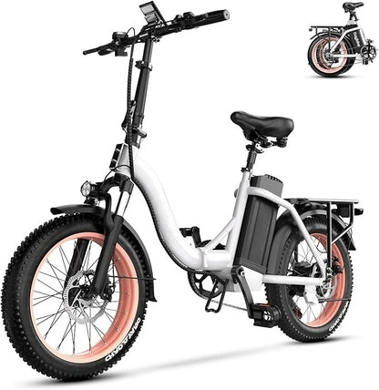 Luxury Adult Folding Electric Bike: 1000W Motor, 48V 20AH Battery, 30MPH, 80 Miles Range, 20 Fat Tires, 7-Speed