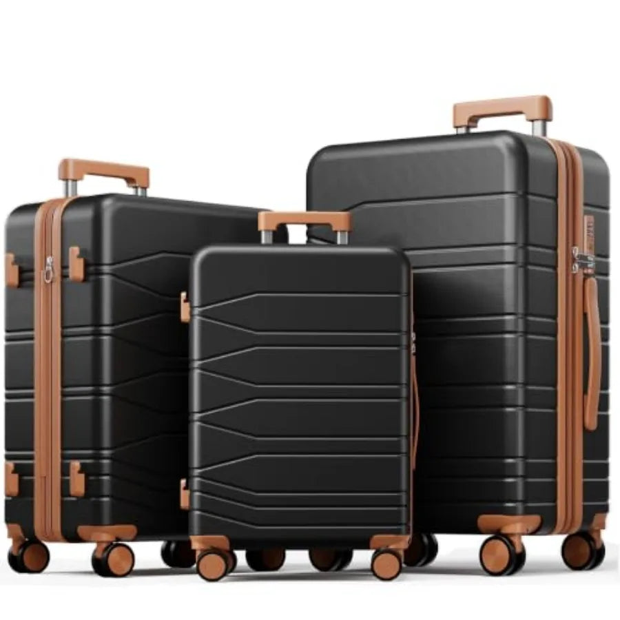 3 Pcs Expandable Luggage Set Suitcases with Wheels Hardshell Large
