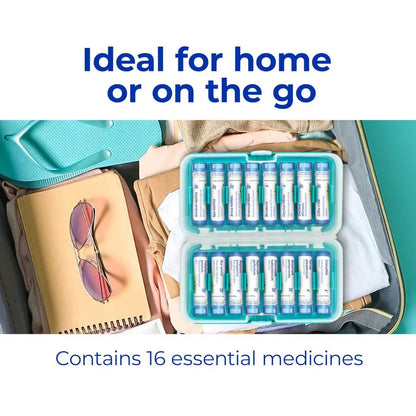 Homeotravel Travel First Aid Kit with Homeopathic Medicines Filled Case 16 Tubes
