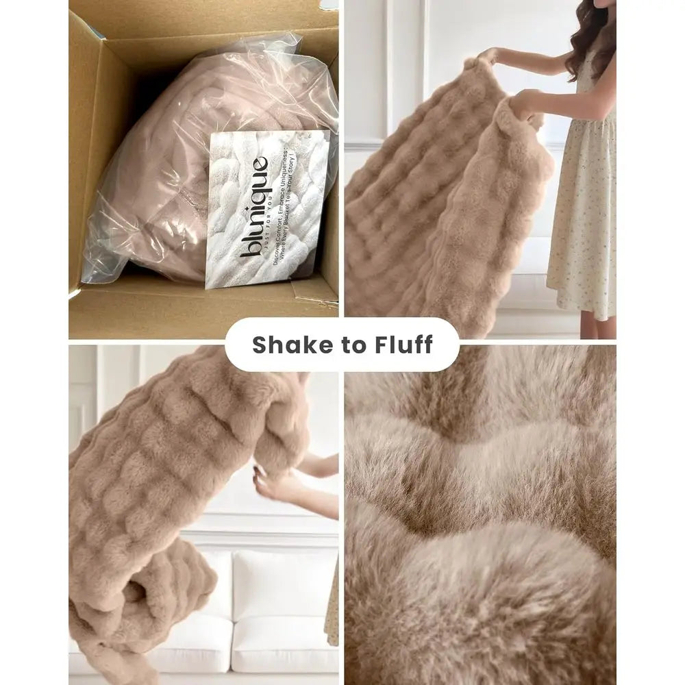 Ultra Sot Cozy aux ur Throw Blanket, uzzy Plush Thick Bubble Blanket, Oversize Luxury luy Blanket or Couch, Soa, Bedroom, and Li